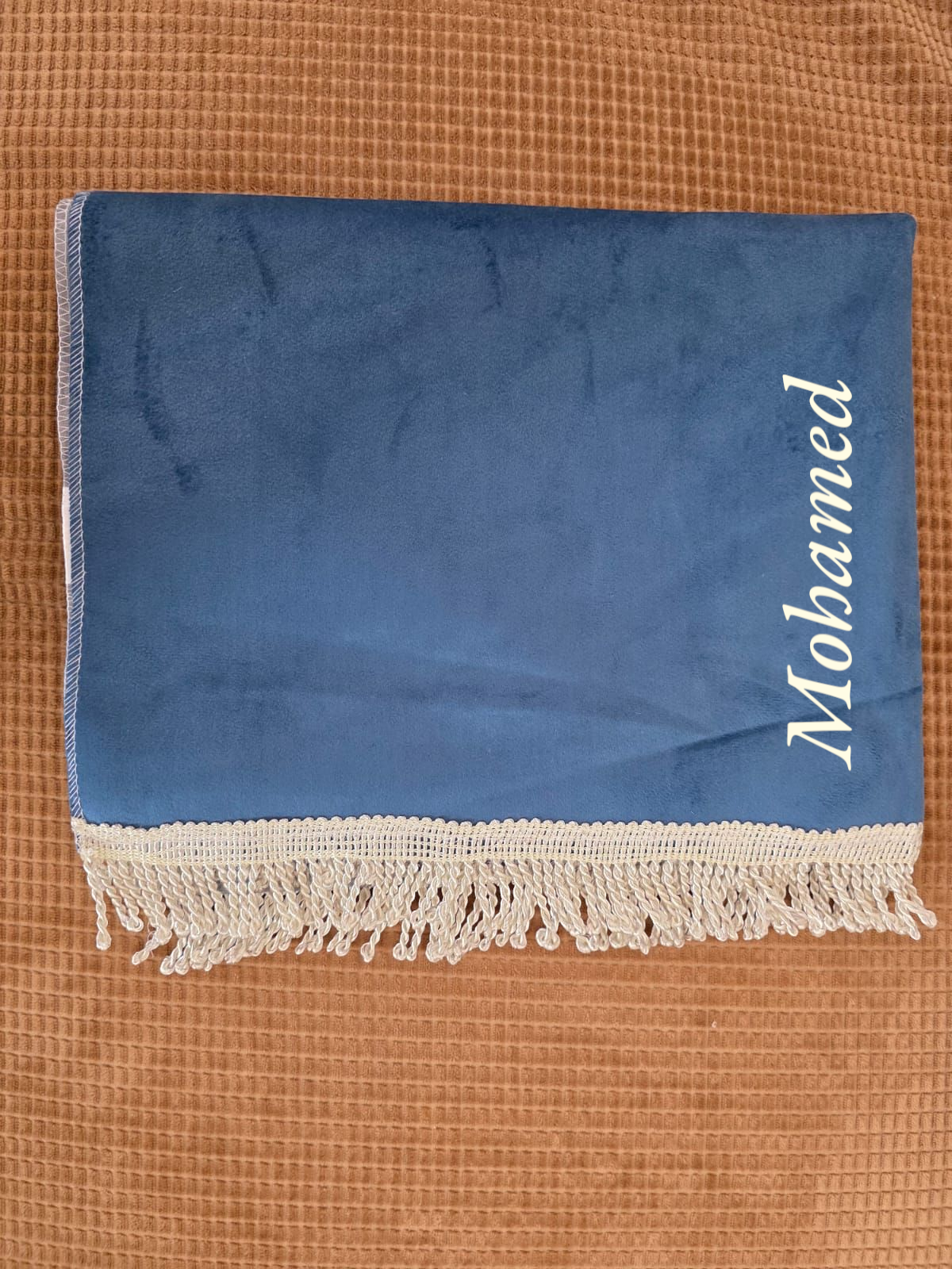 Gebedskleed geborduurd naam donkerblauw