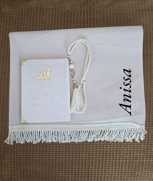 Gebedskleed geborduurd crème set